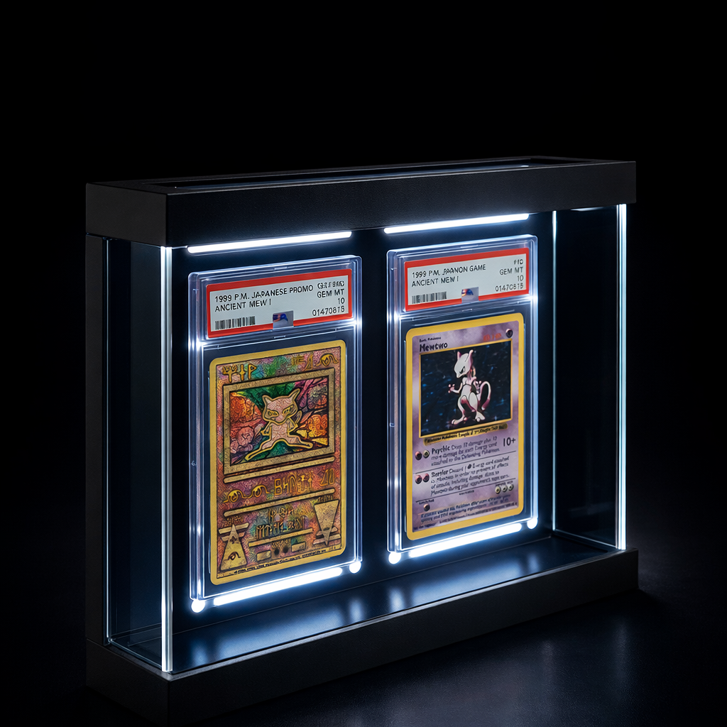 QuirkShelv™ Aluminum 2-Card Display Case for Graded Cards