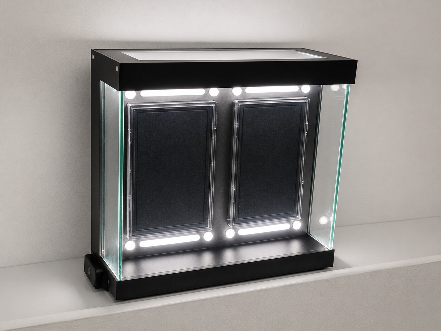 QuirkShelv™ Aluminum 2-Card Display Case for Graded Cards