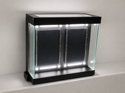 QuirkShelv™ Aluminum 2-Card Display Case for Graded Cards