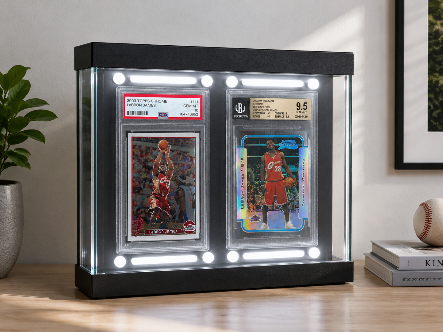 QuirkShelv™ Aluminum 2-Card Display Case for Graded Cards