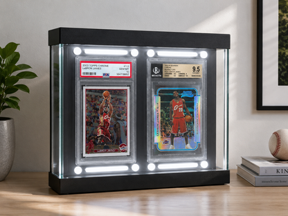 QuirkShelv™ Aluminum 2-Card Display Case for Graded Cards